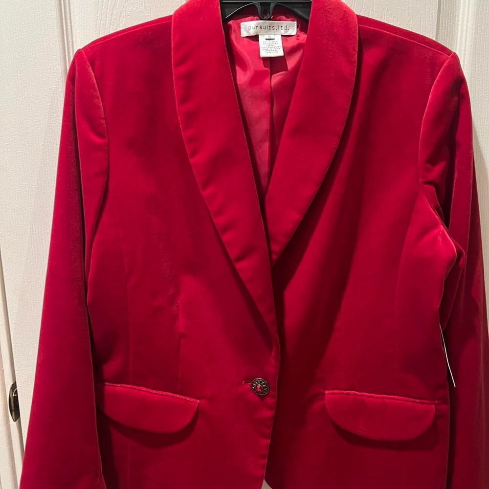 NWT Pursuits ltd. Bold Red Velvet Blazer